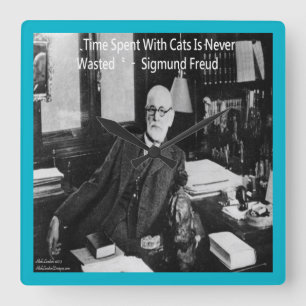 Sigmund Freud & Famous Cat Quote Wall Clock