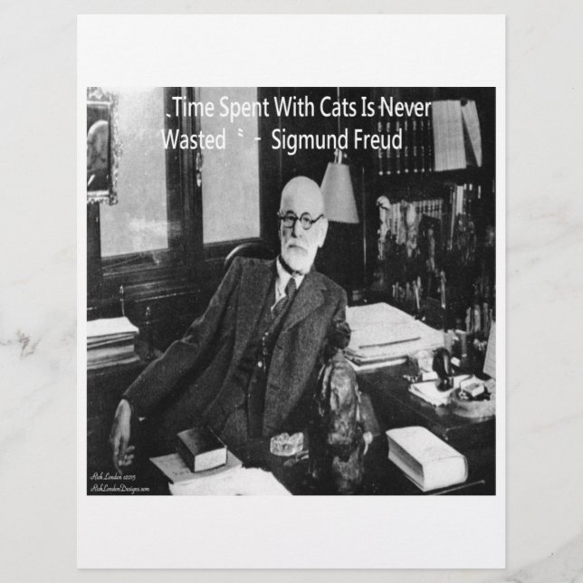 Sigmund Freud In His Office & Funny Cat Quote (Front)