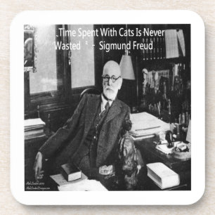 Sigmund Freud In His Office & Funny Cat Quote Coaster