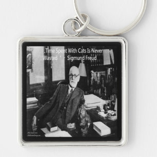 Sigmund Freud In His Office & Funny Cat Quote Key Ring