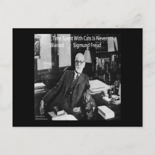 Sigmund Freud In His Office & Funny Cat Quote Postcard