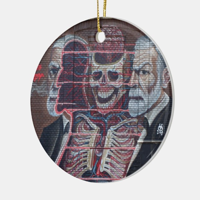 Sigmund Freud Street Art Ceramic Tree Decoration (Left)
