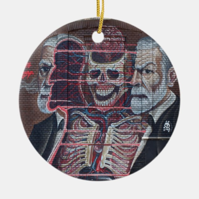 Sigmund Freud Street Art Ceramic Tree Decoration (Front)