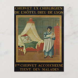 Sign advertising the services of a midwife postcard