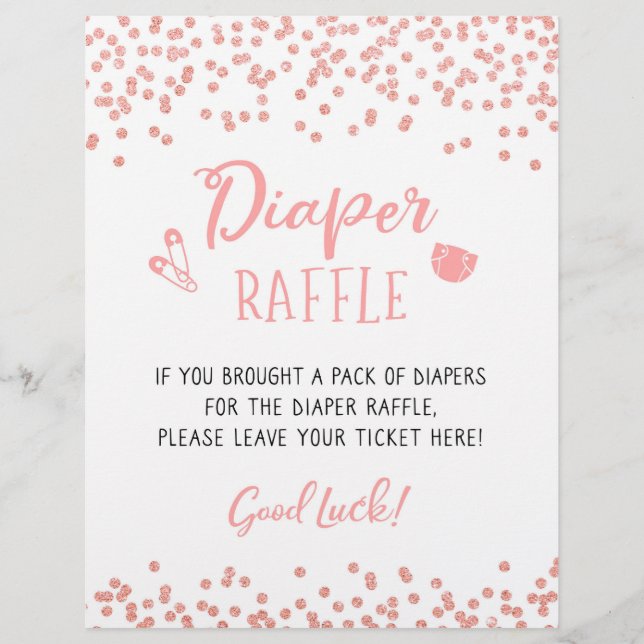 SIGN Diaper Raffle Baby Shower party Game (Front)