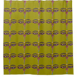 Sign Eyes of Buddha + your background Shower Curtain