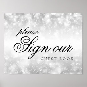Sign Guestbook Silver Shimmer Lights