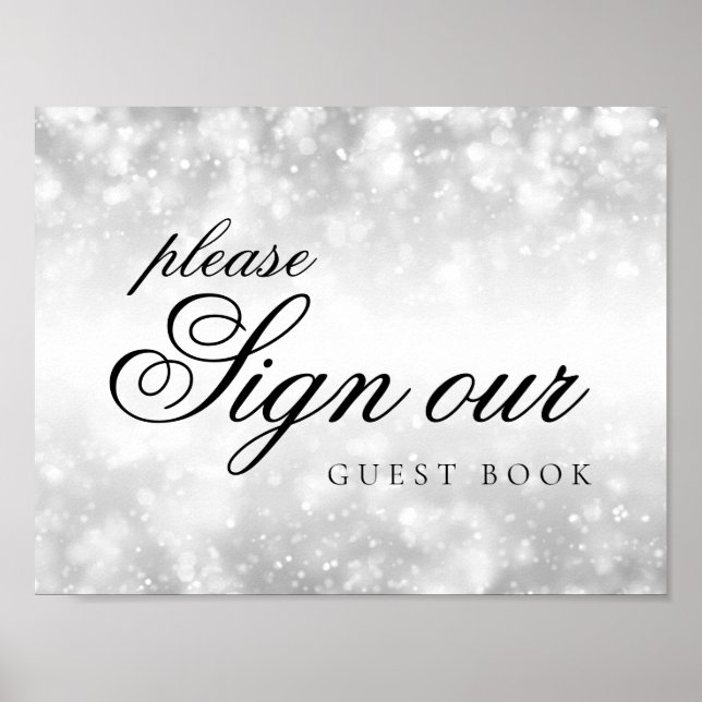 Sign Guestbook Silver Shimmer Lights (Front)