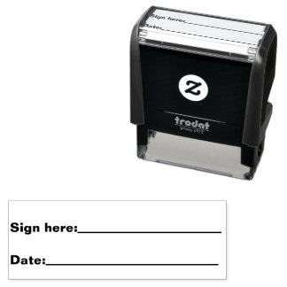 Sign Here and Date (Bold Font) & Lines to Write on Self-inking Stamp