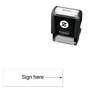 Sign here with Arrow Business Self-inking Stamp