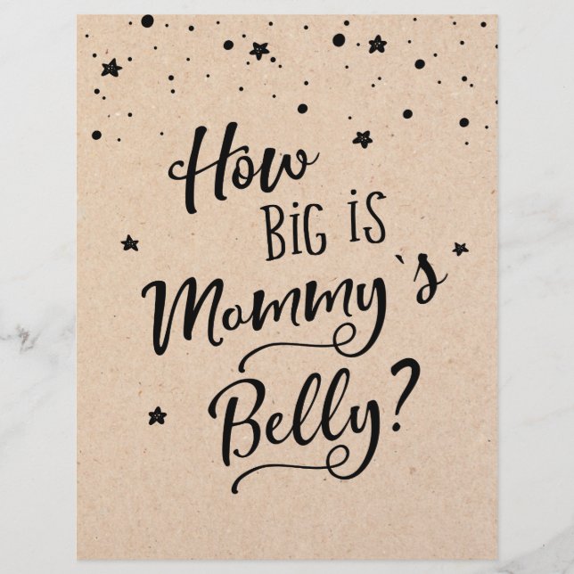 SIGN How big is Mummy's Belly? Baby Shower Game (Front)