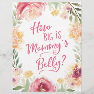 SIGN How big is Mummy's Belly? Baby Shower Game