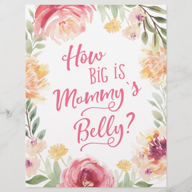 SIGN How big is Mummy's Belly? Baby Shower Game (Front)