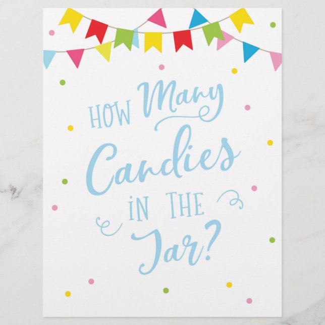 SIGN How many Candies in the Jar Baby Shower Game (Front)