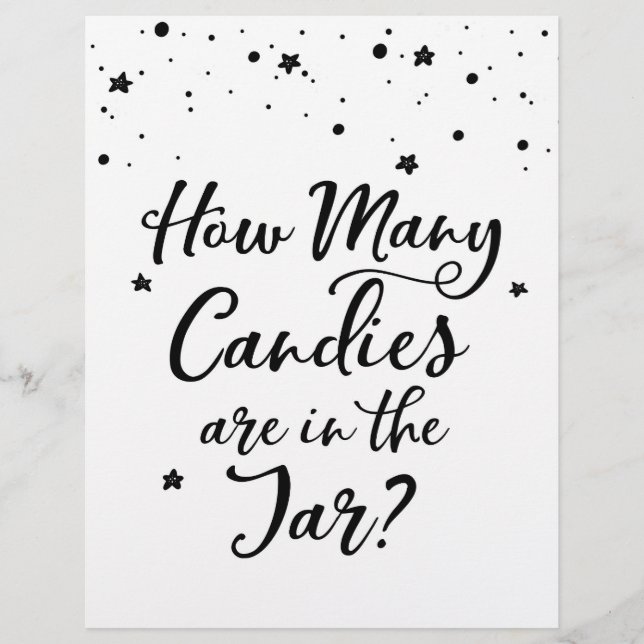 SIGN How many Candies in the Jar Baby Shower Game (Front)