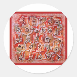 Sign Language Alphabet2 Classic Round Sticker