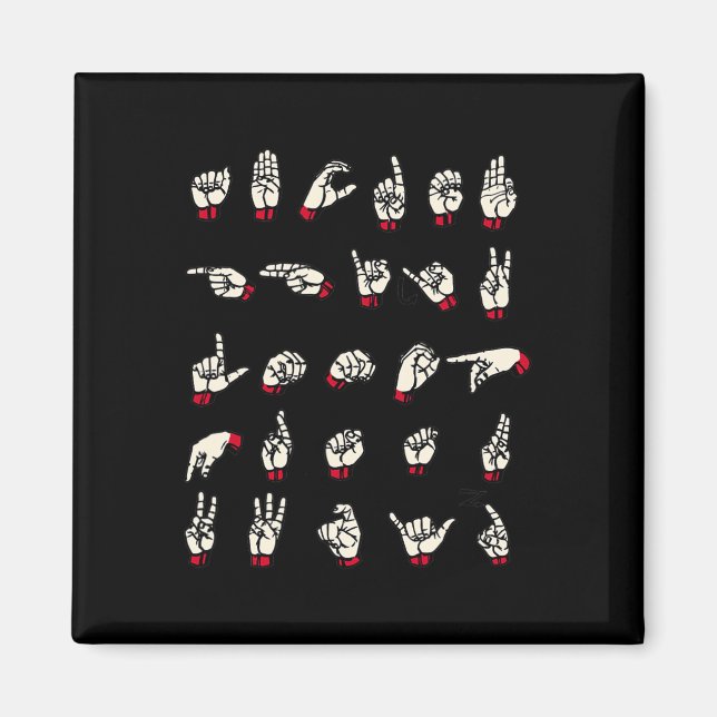 Sign Language  - Alphabet A to Z ASL Deaf Awarenes Magnet (Front)
