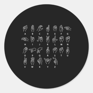 Sign Language Alphabet Deaf Mute ASL Deaf Awarenes Classic Round Sticker