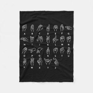 Sign Language Alphabet Deaf Mute Asl Deaf Awarenes Fleece Blanket