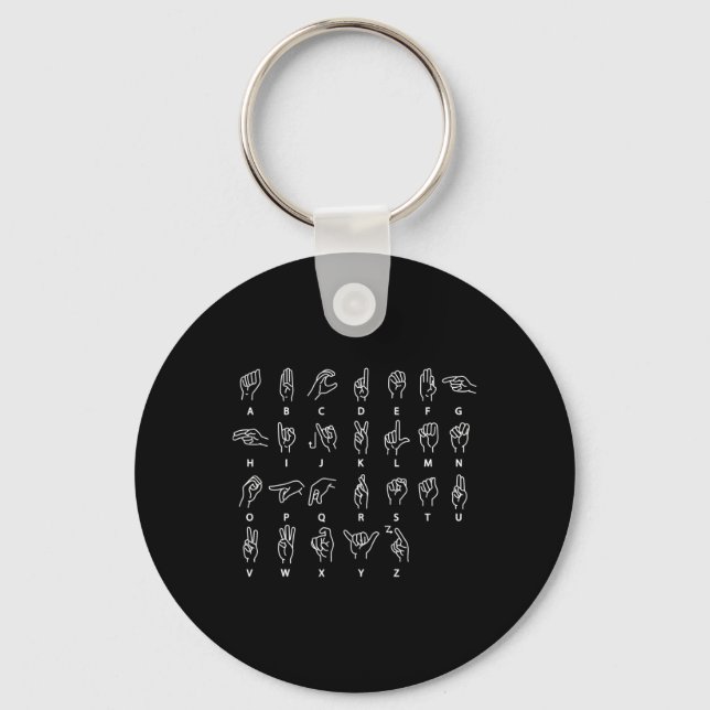 Sign Language Alphabet Deaf Mute Asl Deaf Awarenes Key Ring (Front)