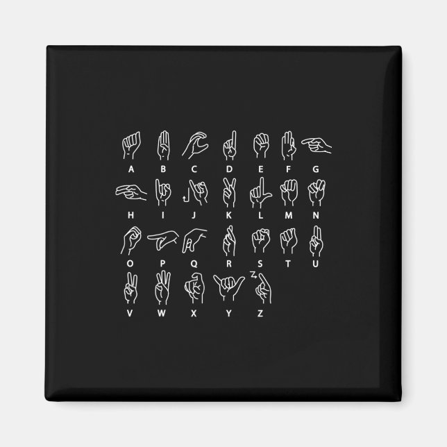 Sign Language Alphabet Deaf Mute ASL Deaf Awarenes Magnet (Front)