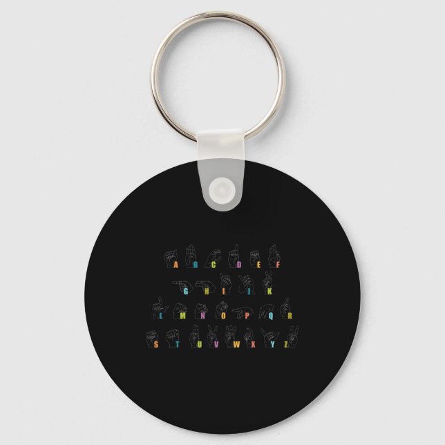 Sign Language Alphabet Design  Deaf Awareness Key Ring (Front)