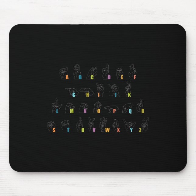 Sign Language Alphabet Design Deafness Awareness A Mouse Pad (Front)