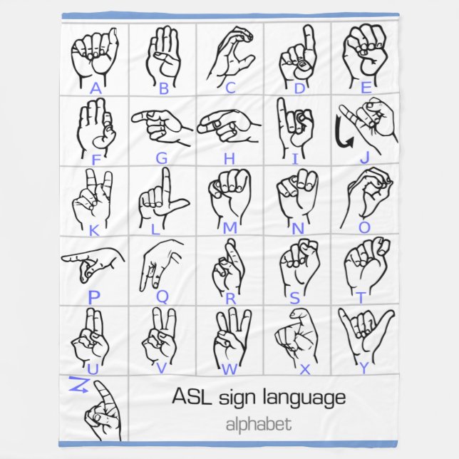 SIGN LANGUAGE ALPHABET fleece blanket (Front)