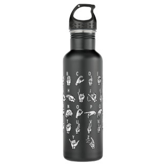 Sign Language Alphabet For ASL Interpreter Deaf Te 710 Ml Water Bottle