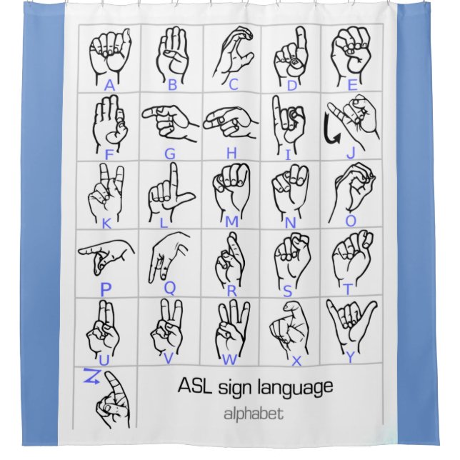 SIGN LANGUAGE ALPHABET shower curtain (Front)