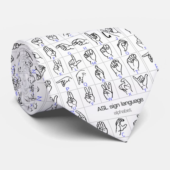 SIGN LANGUAGE ALPHABET tie (Rolled)