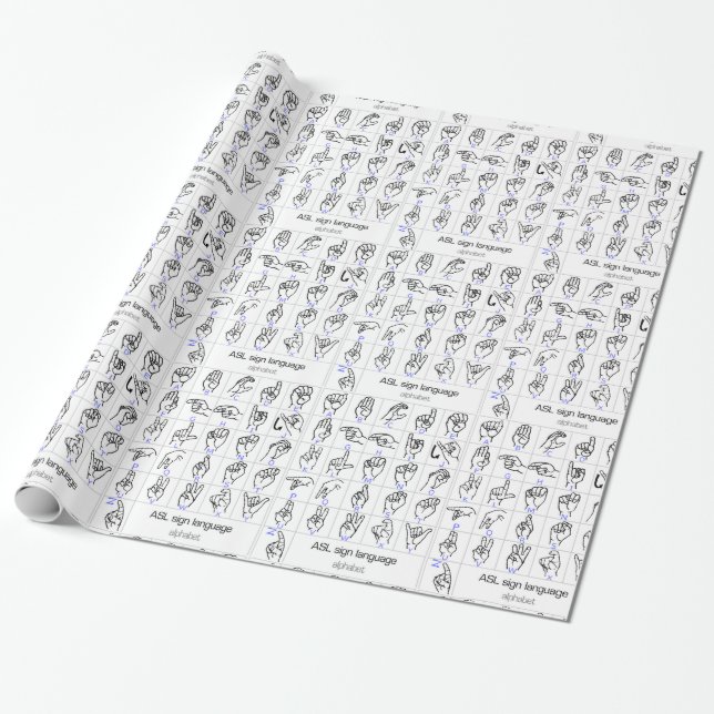 SIGN LANGUAGE ALPHABET wrapping paper (Unrolled)