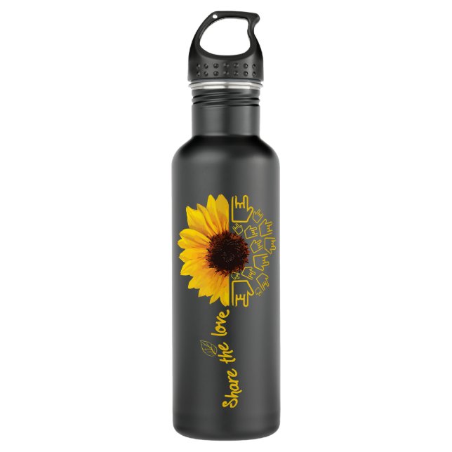 Sign Language - ASL - American Sunflower - Share t 710 Ml Water Bottle (Front)