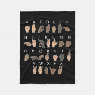 Sign Language Asl Hand Gesture Deaf Awareness  Fleece Blanket