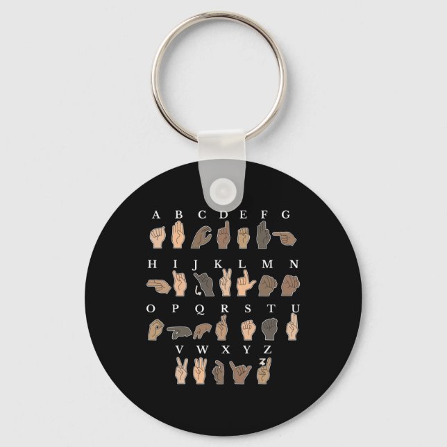 Sign Language Asl Hand Gesture Deaf Awareness  Key Ring (Front)