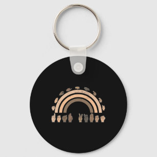 Sign Language Asl Hand Gesture Deaf Vibes Awarenes Key Ring