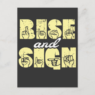 Sign Language ASL Rise and Sign Postcard