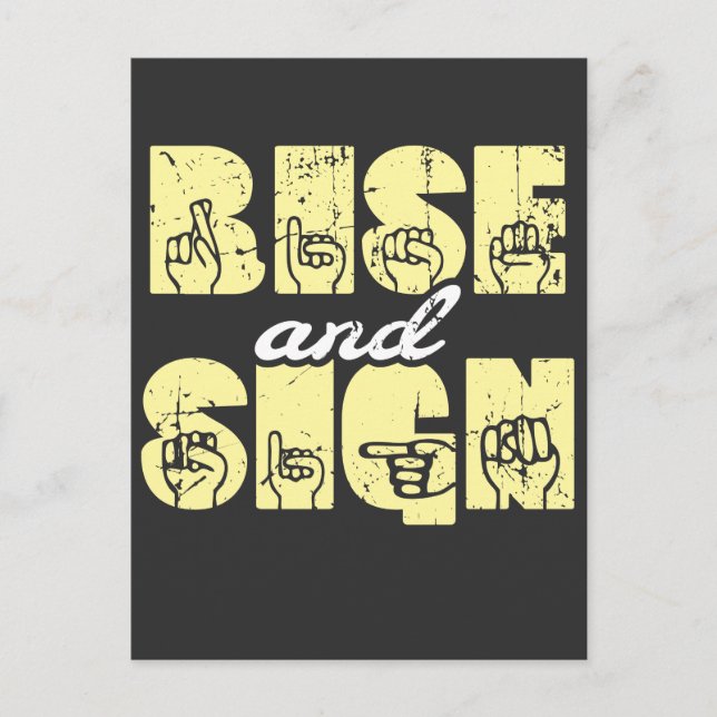 Sign Language ASL Rise and Sign Postcard (Front)