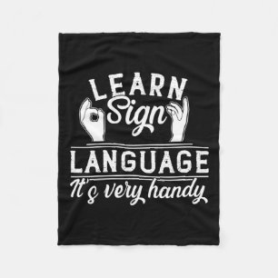 Sign Language Asl Teacher Deaf Awareness Fleece Blanket