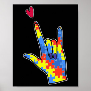 Sign Language Autism Awareness Colourful Puzzle