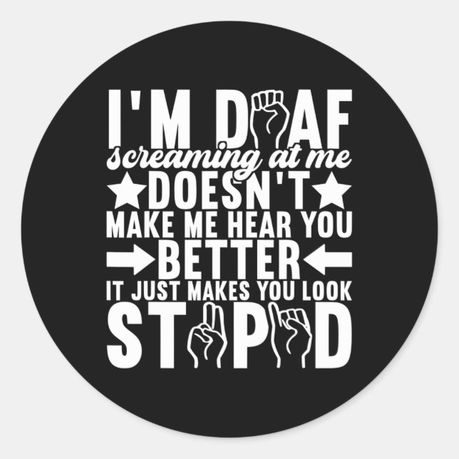Sign Language Deaf Awareness 11  Classic Round Sticker (Front)