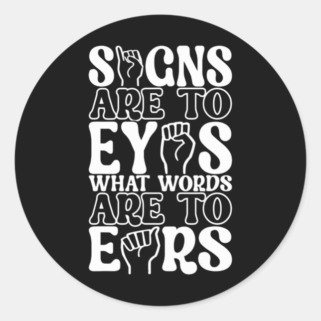 Sign Language Deaf Awareness 12  Classic Round Sticker (Front)