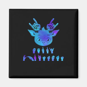 Sign Language Deaf Christmas Reindeer Deaf ASL awa Magnet
