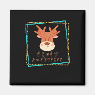 Sign Language Deaf Christmas Reindeer Deaf Asl Awa Magnet