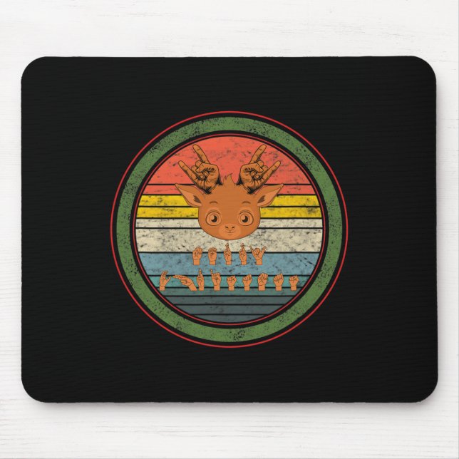 Sign Language Deaf Christmas Reindeer Deaf ASL awa Mouse Pad (Front)