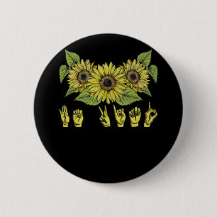 Sign Language Deaf Sunflower Be Kind 6 Cm Round Badge