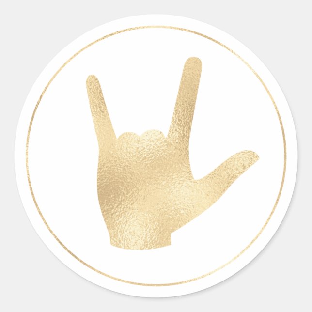 Sign Language Faux Gold Foil I Love You Sticker (Front)