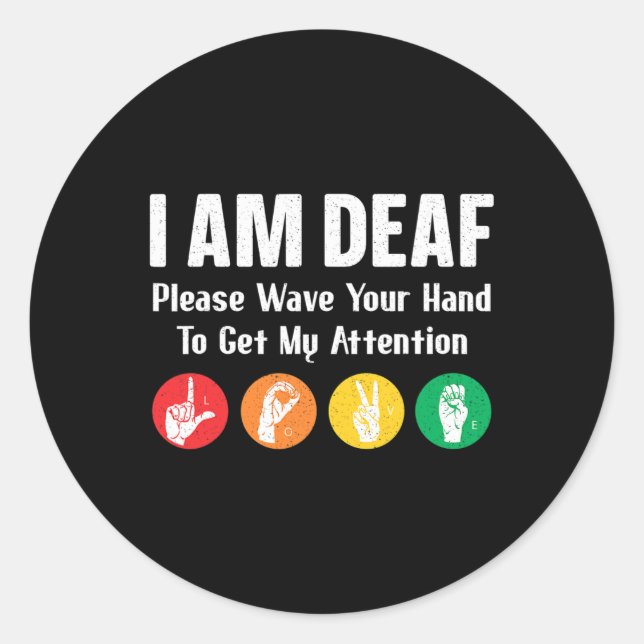 Sign Language Hand Interpreter Asl Deaf Awareness  Classic Round Sticker (Front)