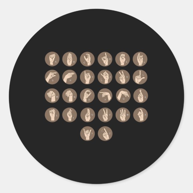 Sign Language Hand Interpreter Asl Deaf Awareness  Classic Round Sticker (Front)