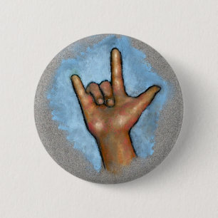 Sign Language: Hand Signing: I Love You: Pastel 6 Cm Round Badge